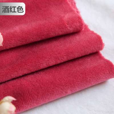 Stock Knitted wholesales crystal velvet fabric super soft 100% polyester solid color plush fabric for home textile